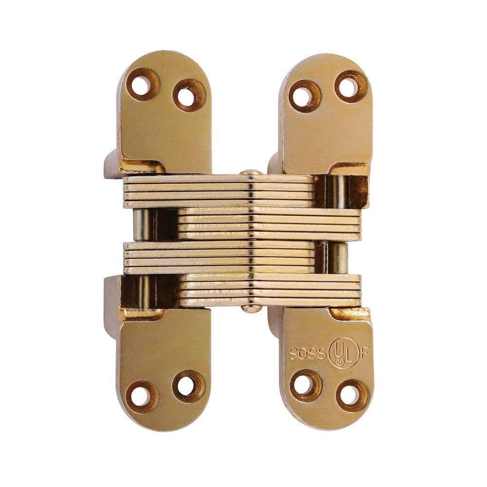 Concealed hinge for doors, 1-1/8 inch x 4-39/64 inch, alloy steel, suitable for 1-3/4 inch thick doors, various finishes.