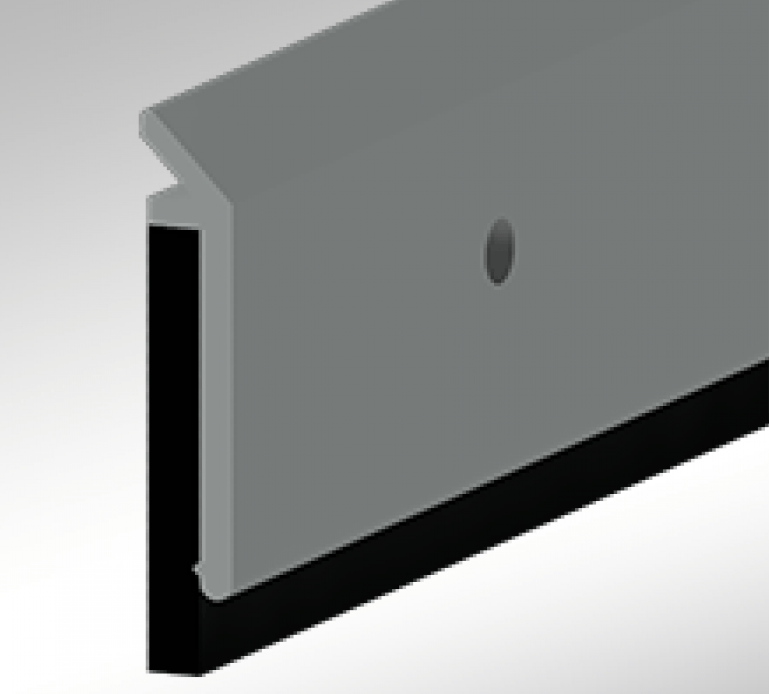 Door bottom sweep with 1-11/16" height, available in multiple sizes and finishes, sold individually for effective sealing.