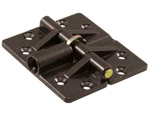 Double locking bifold door hinge in dark brown, 2.5 inches, designed for secure door operation, sold individually.