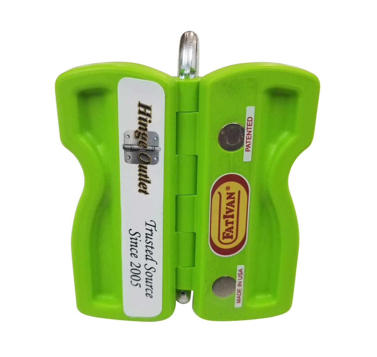 Fat Ivan door stopper in vibrant green, designed for secure door holding, available in multiple finishes and bulk discounts.
