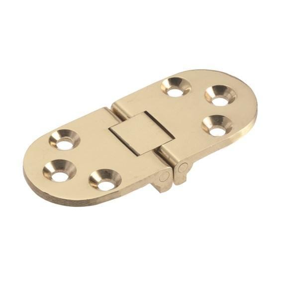 Polished solid brass flip-top table hinge, available in multiple sizes, sold individually for furniture applications.