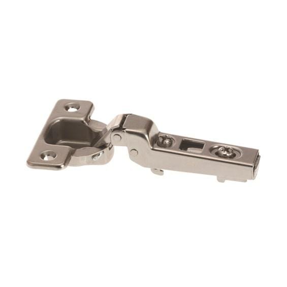 Forte concealed clip-on 110° cabinet hinge in nickel finish, available in various closing types and overlays.