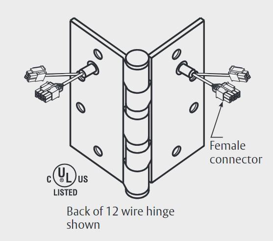 Heavy duty full mortise ElectroLynx hinge, 4-1/2" x 4-1/2", satin chrome finish, with 8 or 12 wire options available.