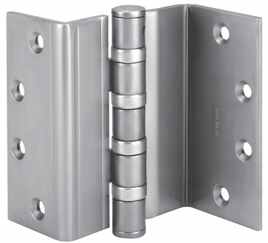 Heavy duty full mortise swing clear hinge with 5 knuckles, 4-1/2 inch size, satin chrome finish, sold individually.