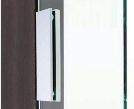 Glass door bracket for Sug-Hes3D-120 concealed hinges, available in multiple finishes, sold individually.