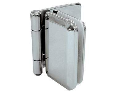 Inset glass door hinge for cabinets, sold individually, featuring a sleek chrome finish for a modern look.