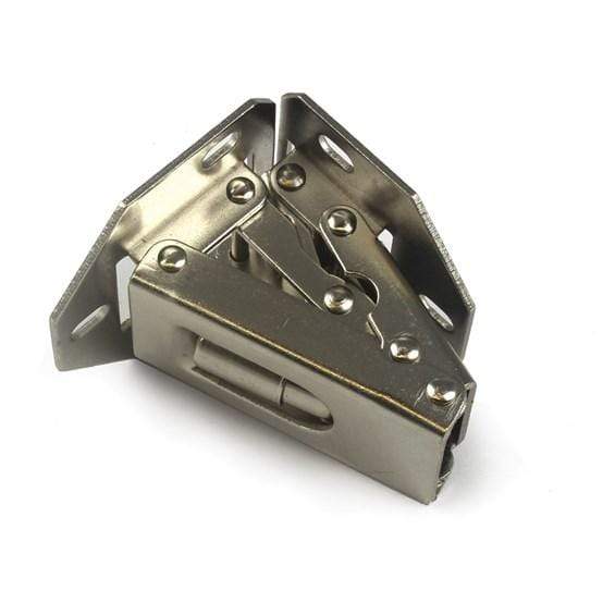 Heavy duty concealed hinge with a nickel finish, designed for 90° offset opening, sold individually.