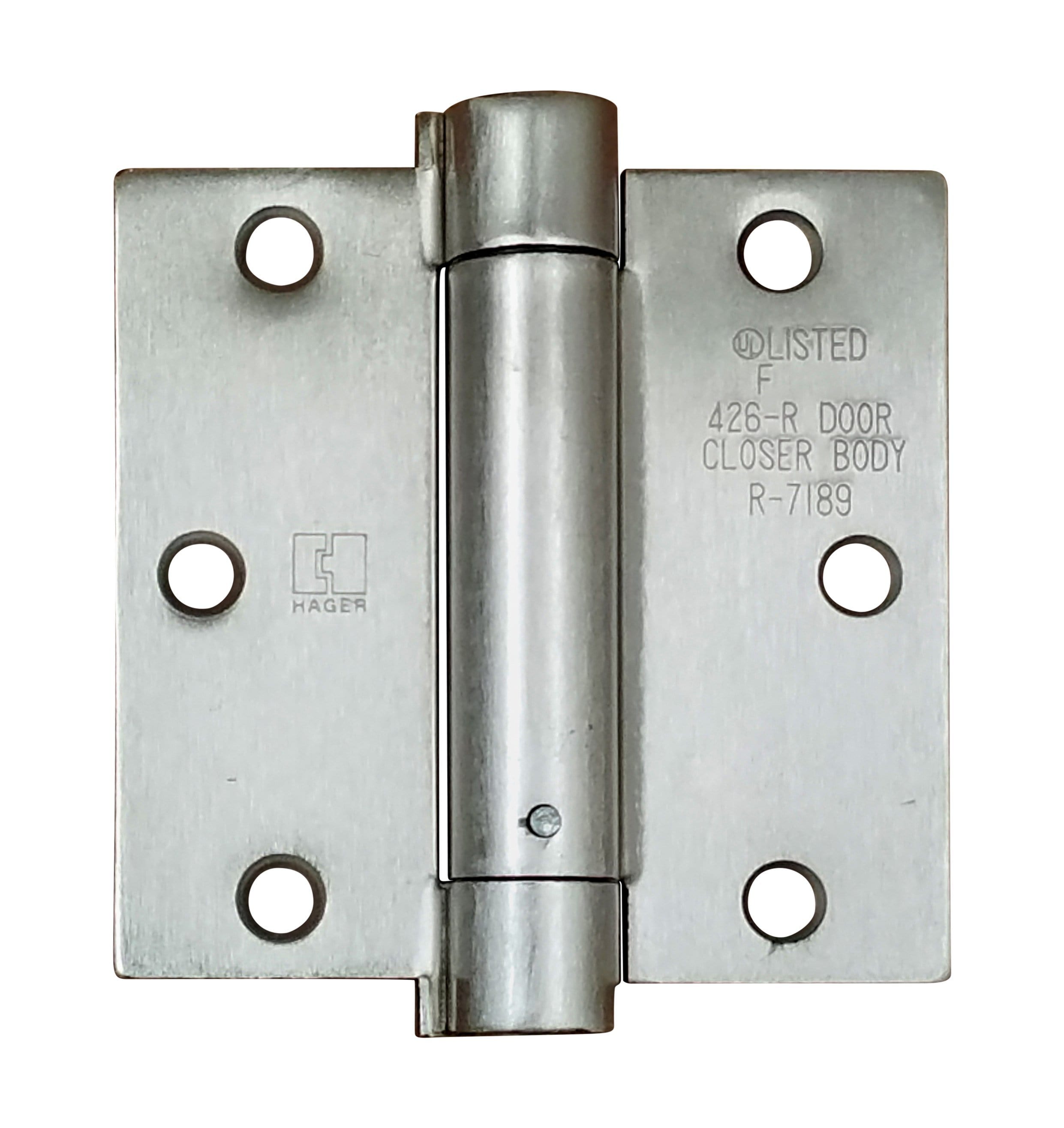 Hager 3.5-inch square spring hinge in multiple finishes, sold individually for doors and gates.