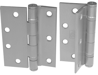 Half mortise standard weight ball bearing hinges, 4-1/2 inches, available in multiple finishes, sold in packs of three.