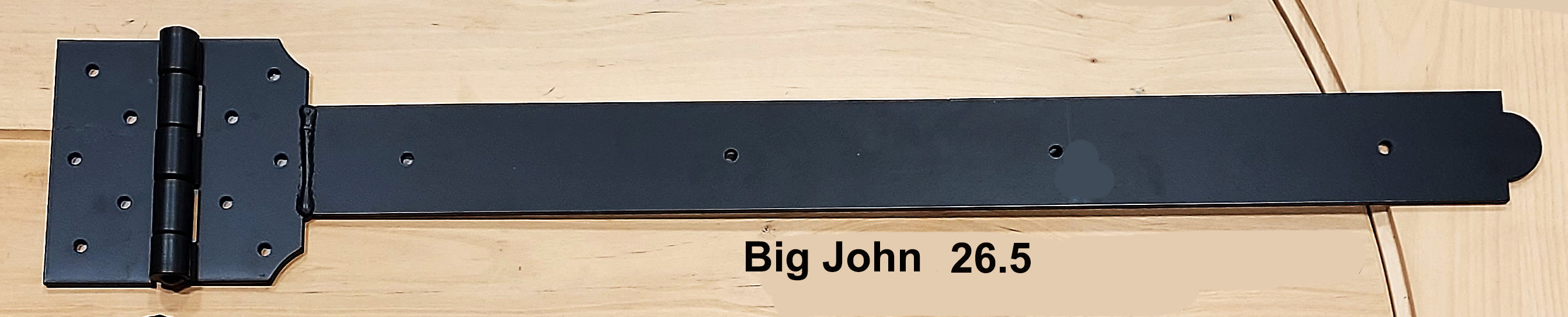 Super heavy-duty decorative strap T-hinge available in sizes from 14 to 26.5 inches for robust applications.