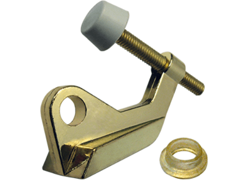 Door Protector Hinge Pin Door Stop - Heavy Duty - Removable Nylon Bushing - Adjustable Angle - Used With 3 1/2" Inch, 4" Inch, 4 1/2" Inch Hinges - Solid Brass - Multiple Finishes Available - Sold Individually