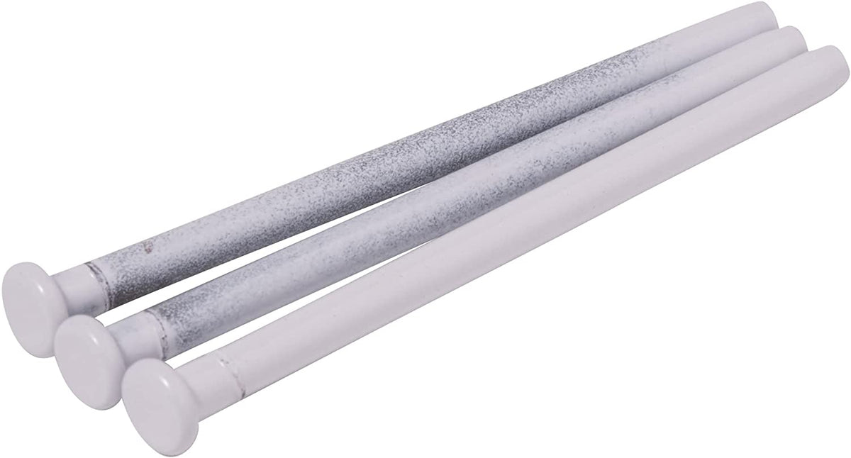 White hinge pins for doors, sold in a pack of three, designed for smooth door operation and easy installation.