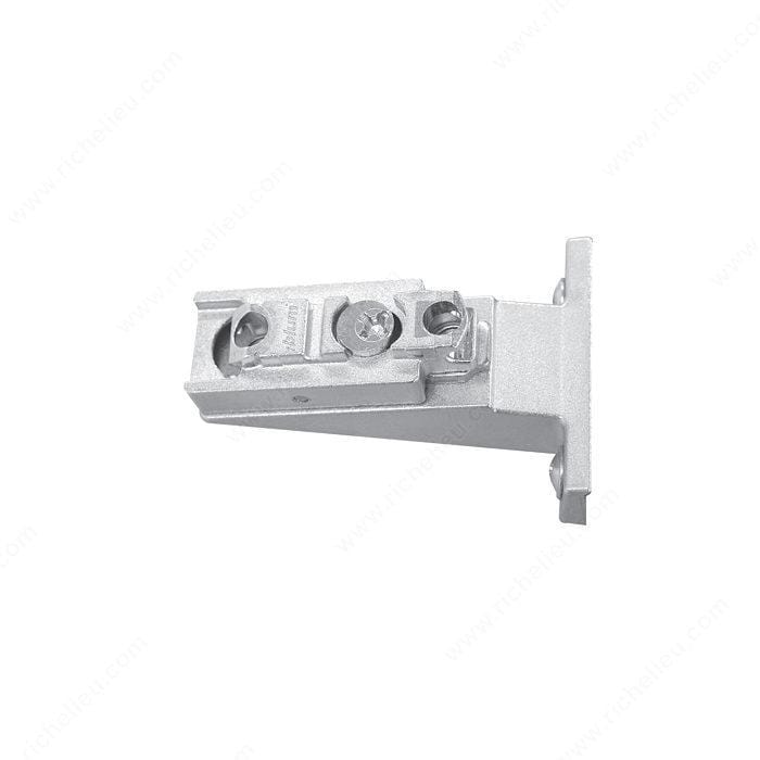 Inset face frame cam adapter plate in nickel finish, 9 mm height, designed for secure cabinet installation.