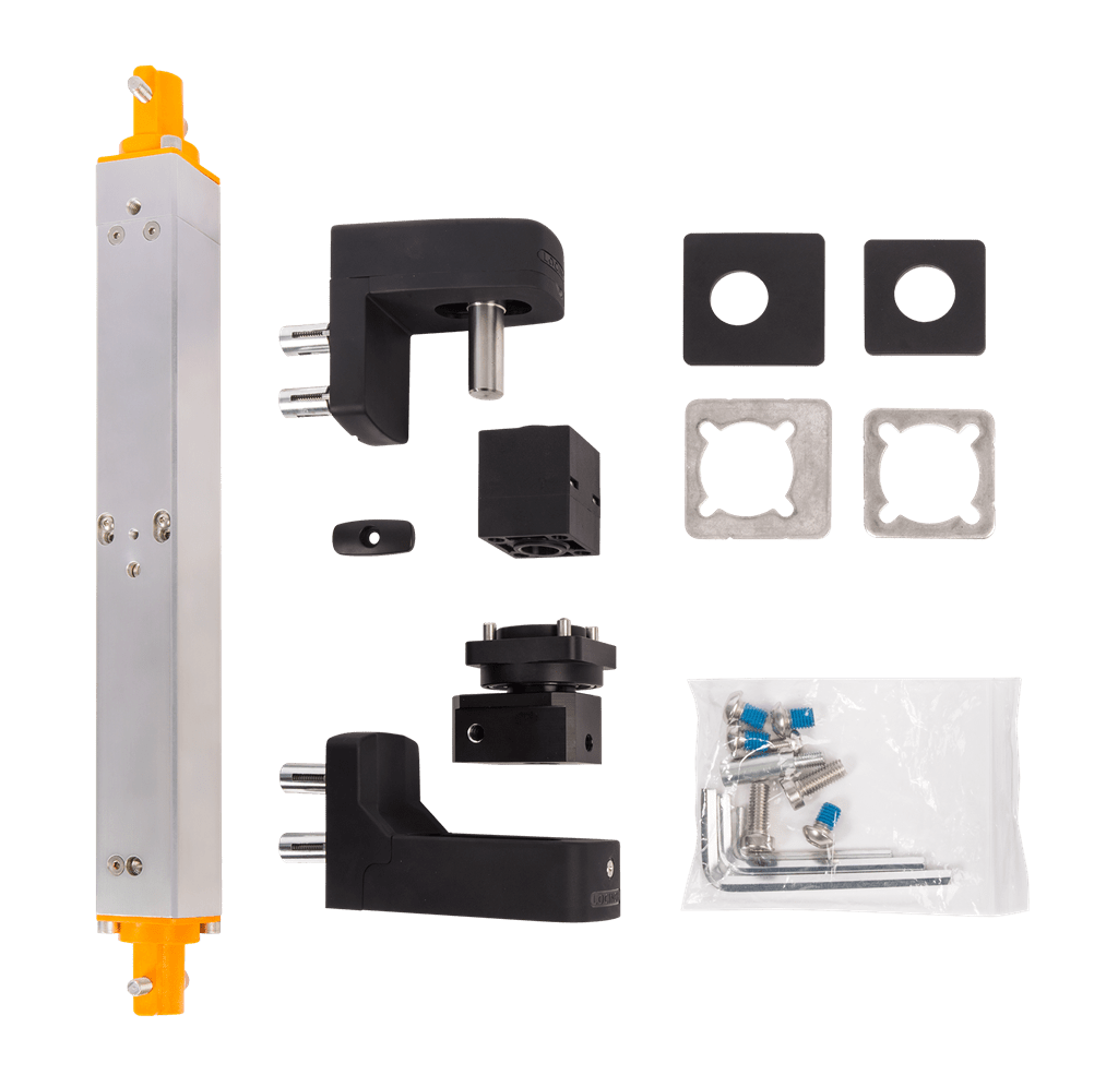 Invisible built-in hydraulic gate closer for square gate frames, 2 to 2.5 inches, includes all necessary mounting hardware.