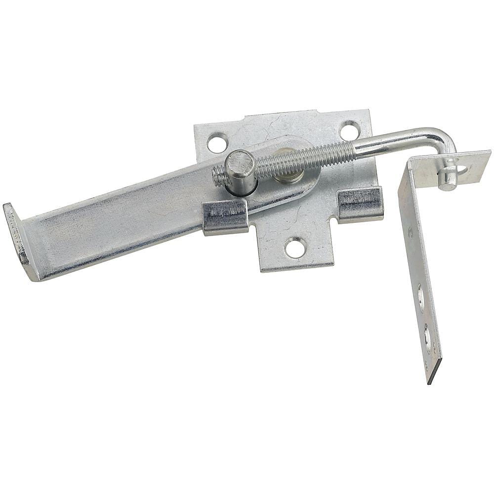 Zinc plated 4-inch jamb door latch for 1.5 or 3.5-inch thick door frames, sold individually for secure closure.