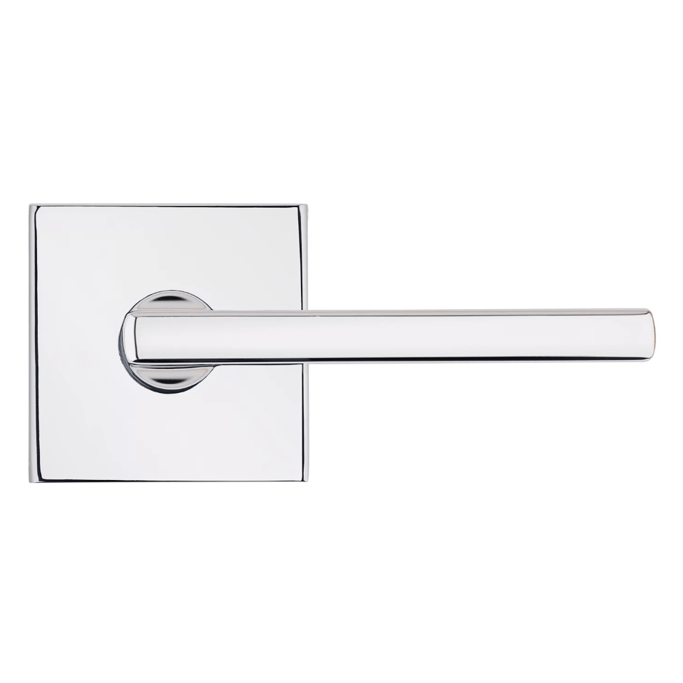 Kwikset Halifax square non-locking passage door lever in bright polished chrome finish, sold individually for residential use.