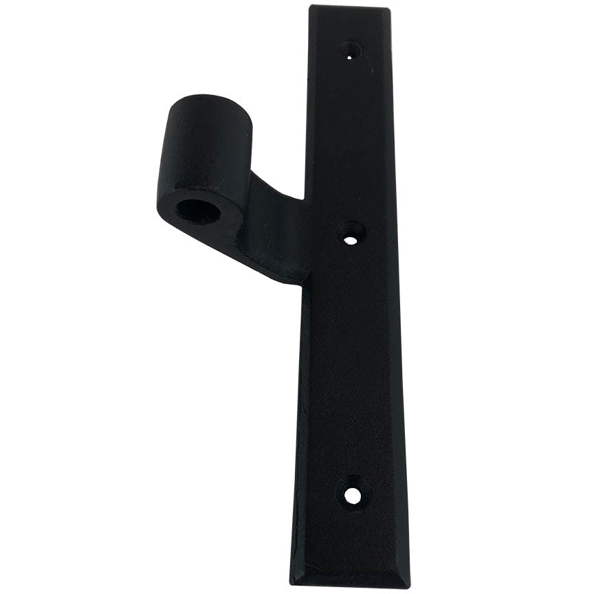 L Style shutter hinge in black powder-coated cast iron, 1-1/2 inch offset, sold individually for durable installations.