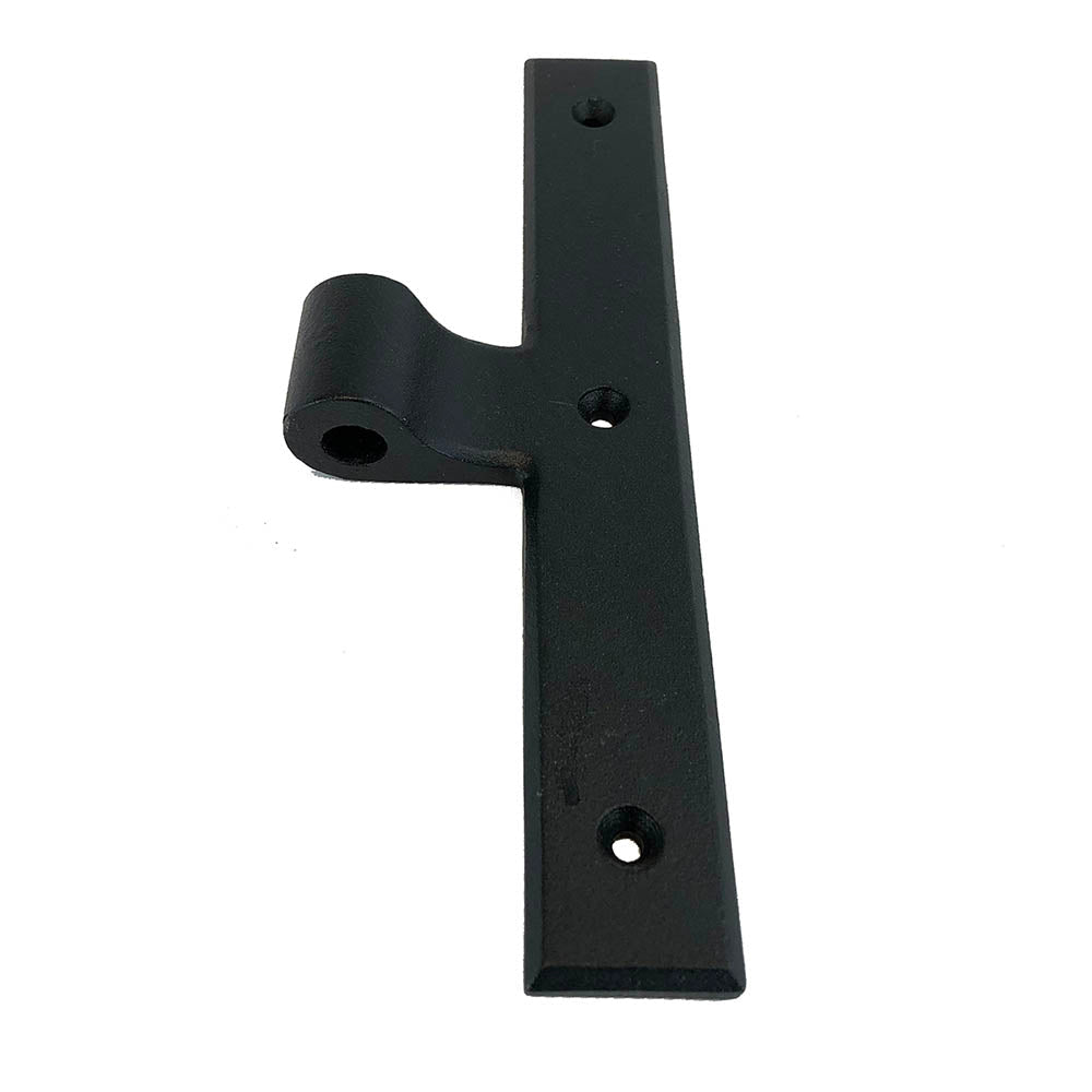 L Style shutter hinge in black powder-coated cast iron, 3/4-inch offset, sold individually for durable applications.