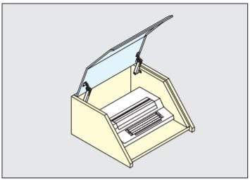 Spring-loaded side-mounted lid stay in stainless steel, designed for light-duty applications, sold individually.