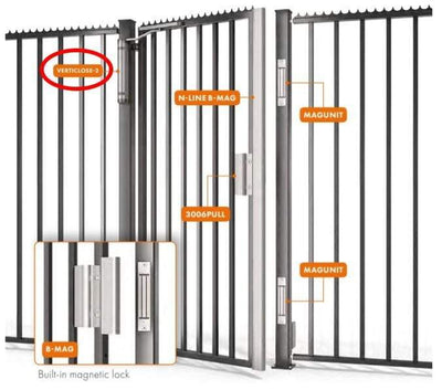 Locinox Verticlose-2 - Heavy Duty 90° Or 180° Retrofit Hydraulic Gate Closer - For Gates Up To 330 Lbs - Multiple Finishes Available - Sold Individually