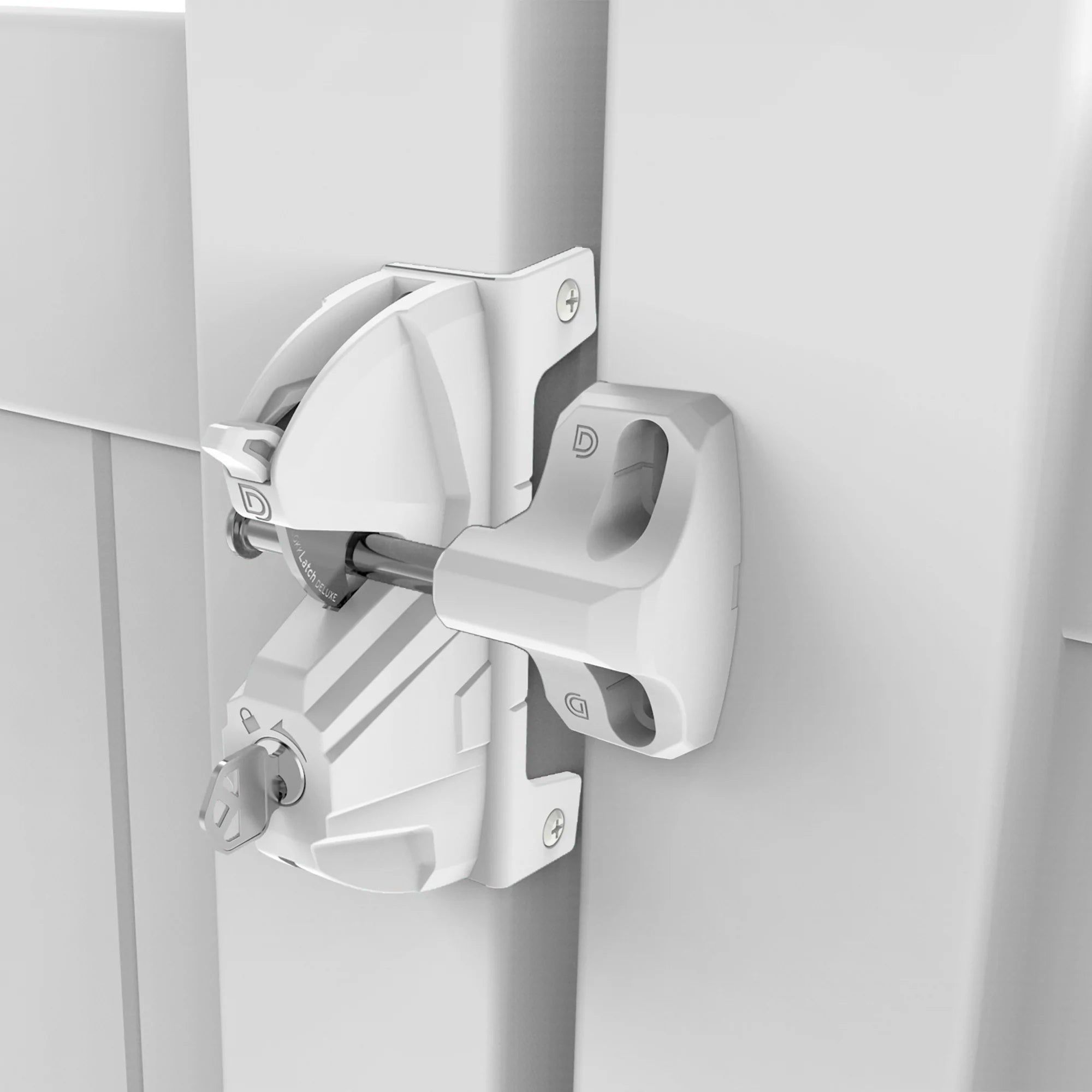 Privacy and security gate latch for square post gates, suitable for gaps up to 1 inch, available in multiple finishes.