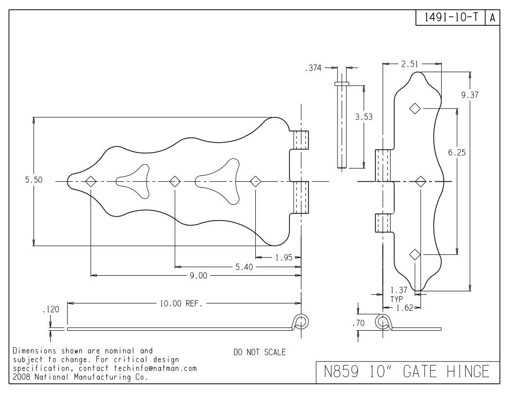Black decorative T hinges, 10 inches, sold individually, ideal for enhancing doors and gates with style.