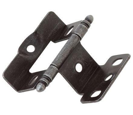 Full wrap inset cabinet hinge for 3/4 inch thick doors, 2 1/2 x 1 5/8 inches, available in multiple finishes.