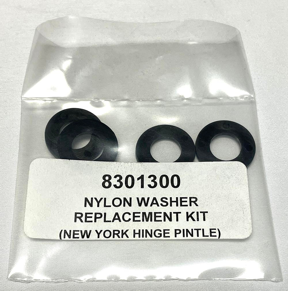 Nylon washers for L style shutter hinge pintles, set of 4, packaged for easy replacement and installation.