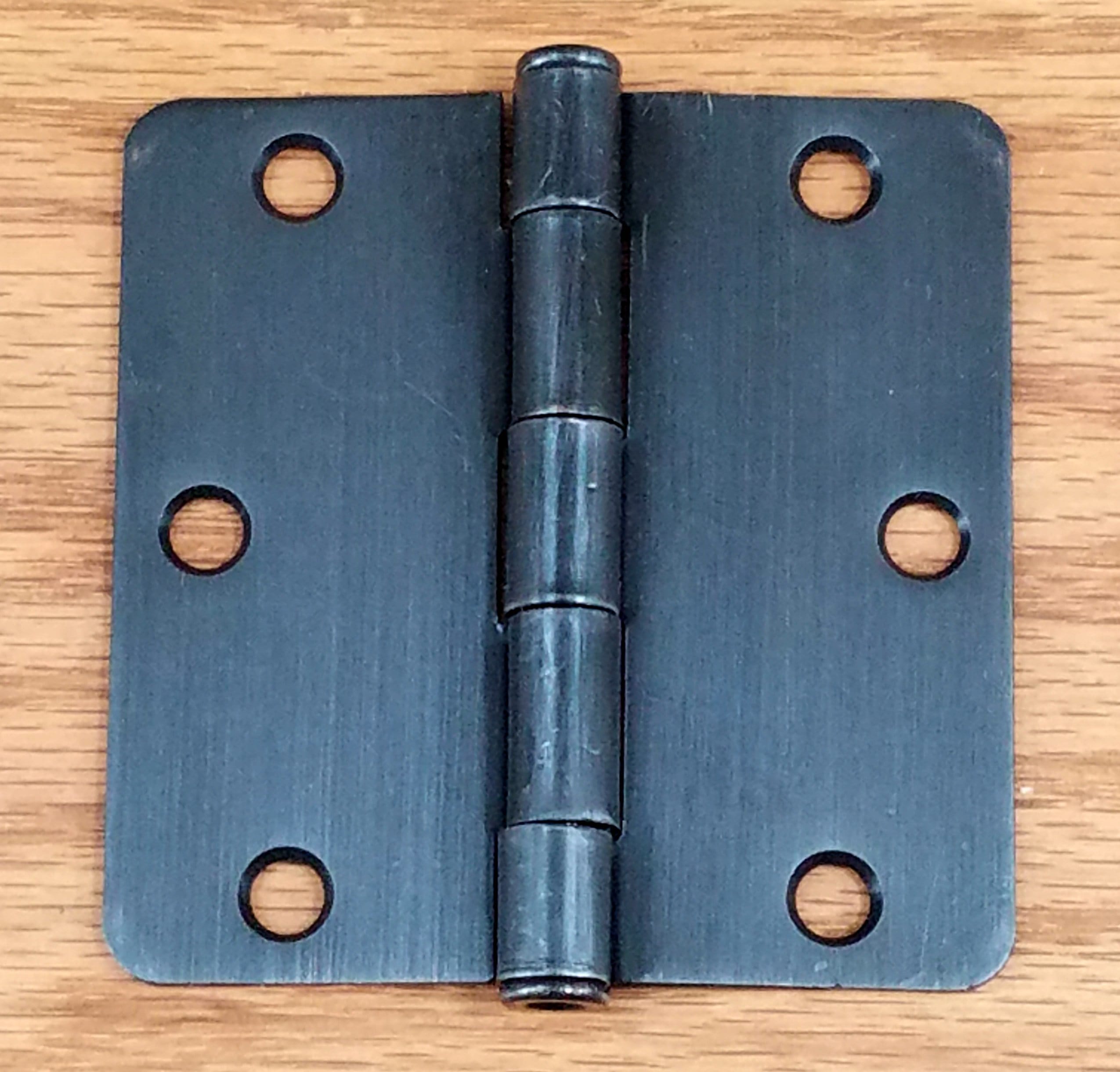 Oil rubbed bronze interior butt door hinges, 3.5 inches with 1/4 inch radius, sold in a 2 pack for residential use.