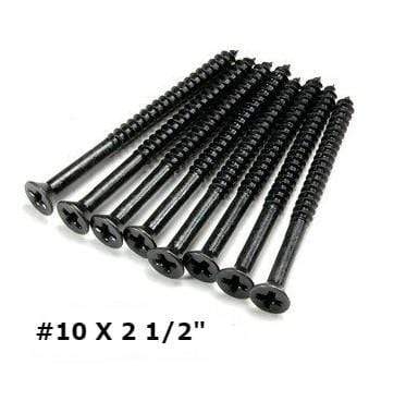 Extra long oil rubbed bronze hinge screws, #10 x 2.5 inches, ideal for securing commercial hinges.