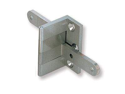 Satin nickel overlay door angle hinge for cabinets, available in multiple sizes, sold individually.
