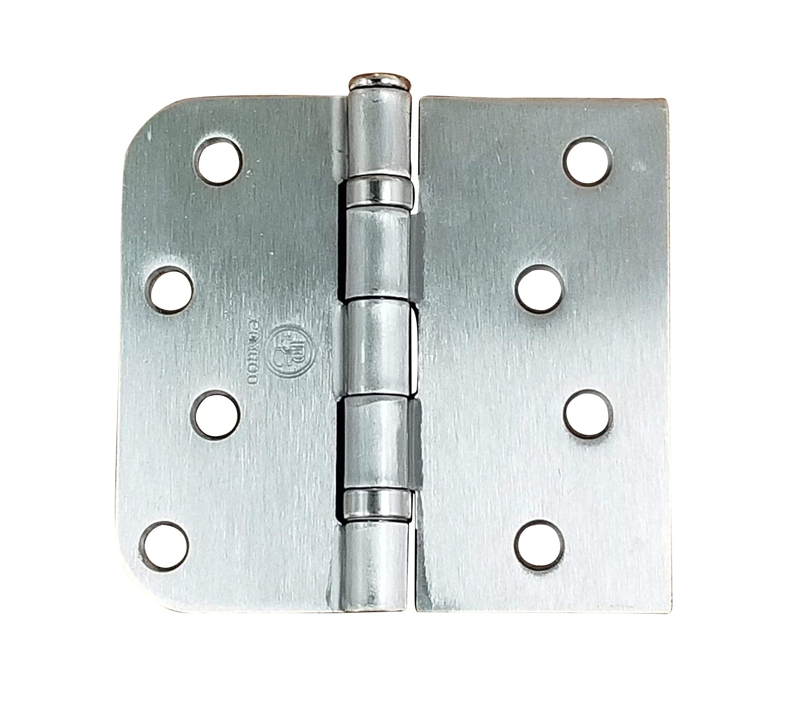 Satin nickel ball bearing door hinges, 4" x 4.25", 5/8" square, sold in a 2-pack for smooth door operation.