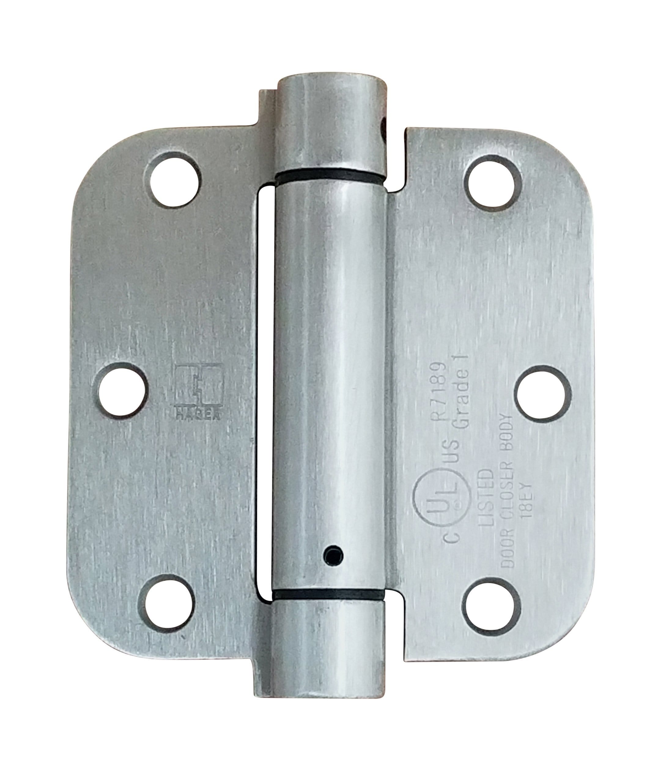 Hager 3.5-inch spring hinge with 5/8-inch radius, available in multiple finishes, sold individually for doors.