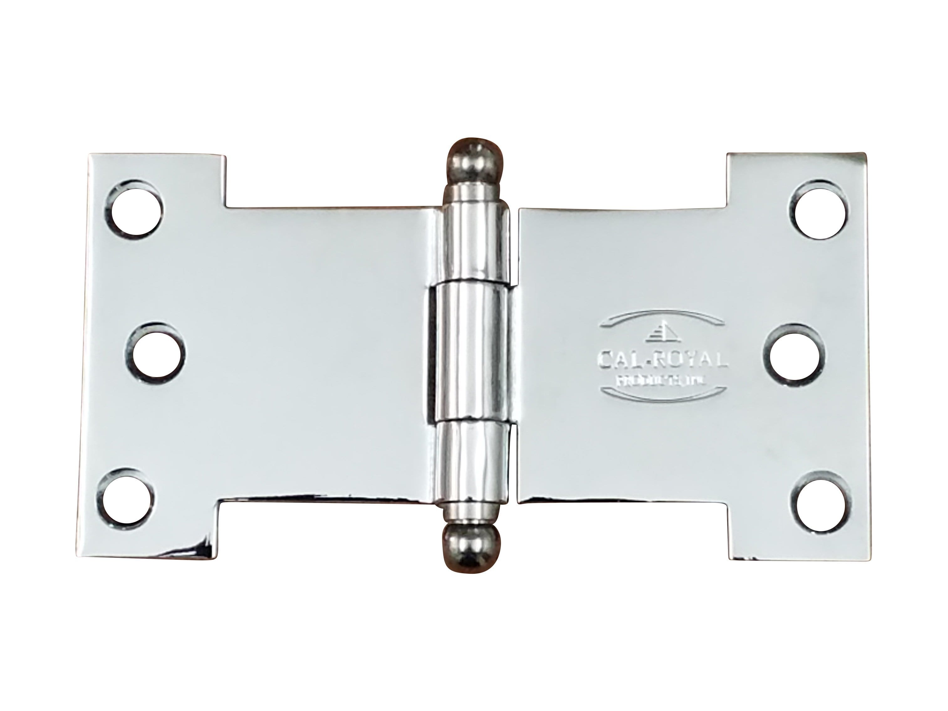 Polished chrome wide throw parliament hinge, available in multiple sizes and sold in two packs for versatile use.