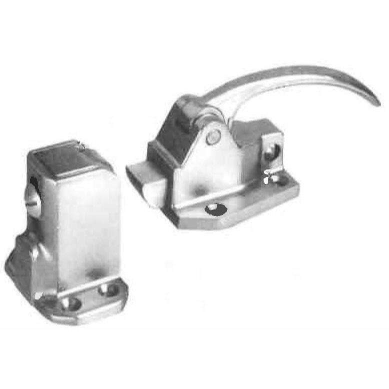 Polished stainless steel refrigeration lock with multiple offsets, 4-1/4 inches, sold individually for secure closures.