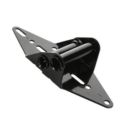 Residential garage door hinge made of 14-gauge steel with a black powder coat finish, suitable for sections 1-4.
