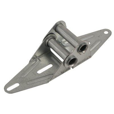 Residential garage door hinge made of 18 gauge steel, designed for standard sections 1 to 4, featuring dual rollers.