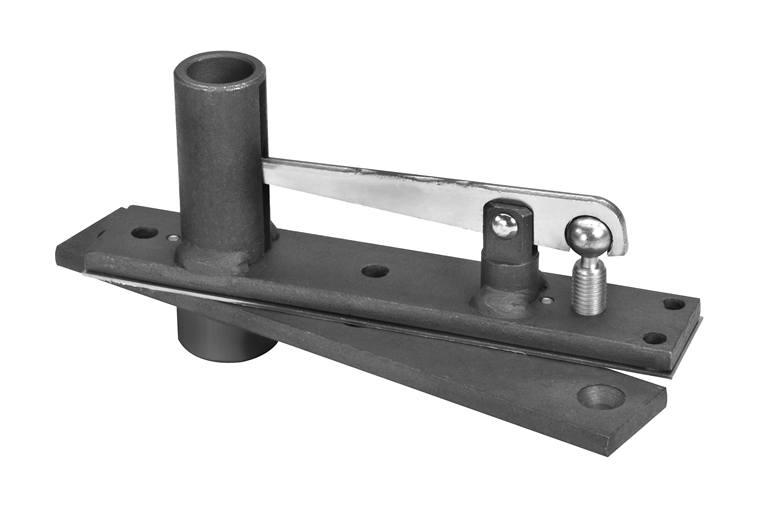 Rixson concealed center hung top pivot door hinge with long throw pivot pin for doors over 8'6", satin nickel finish.