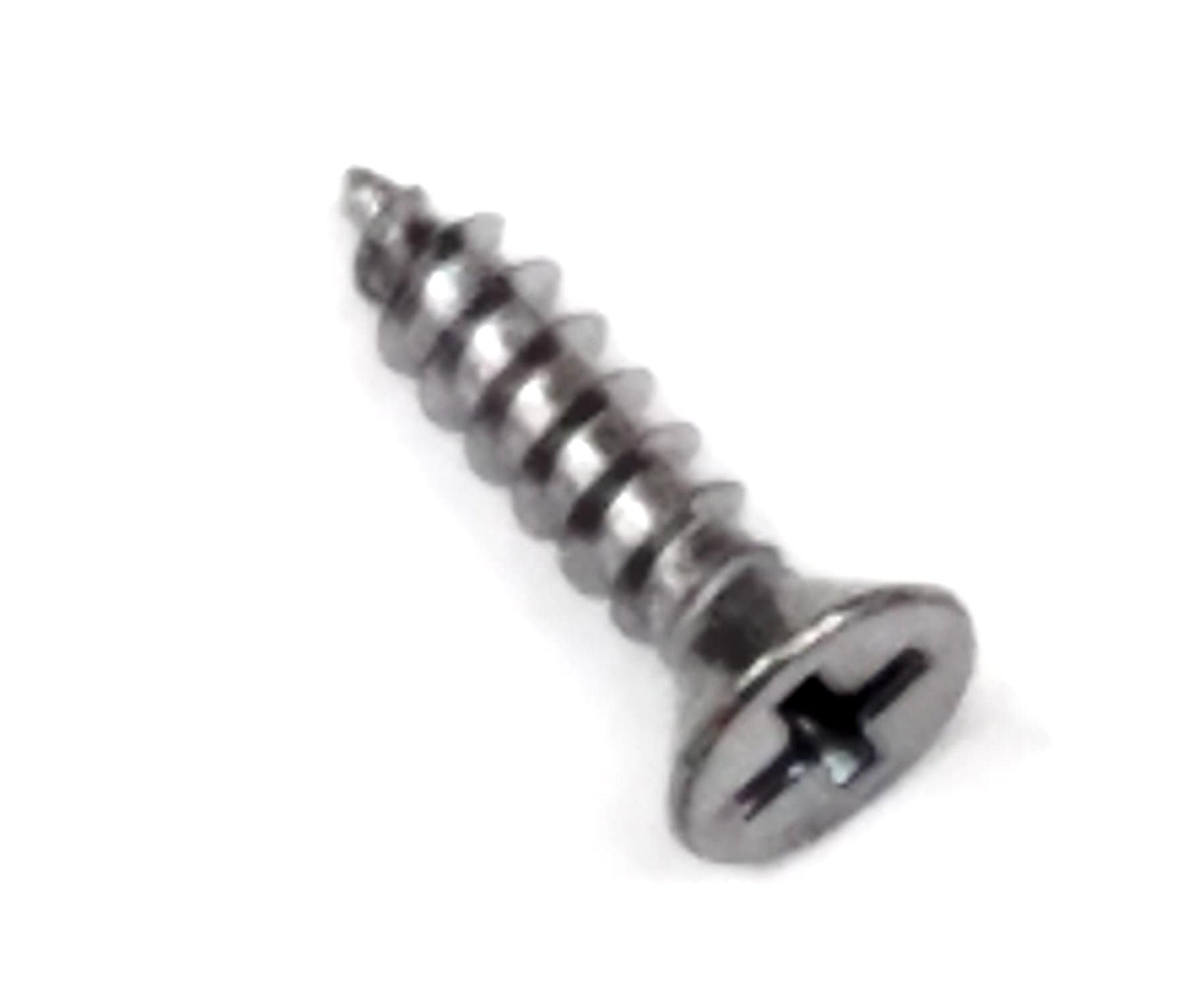 Satin chrome fly cut wood screw for door hinges, #9 size, 3/4 inch length, designed for secure fastening.