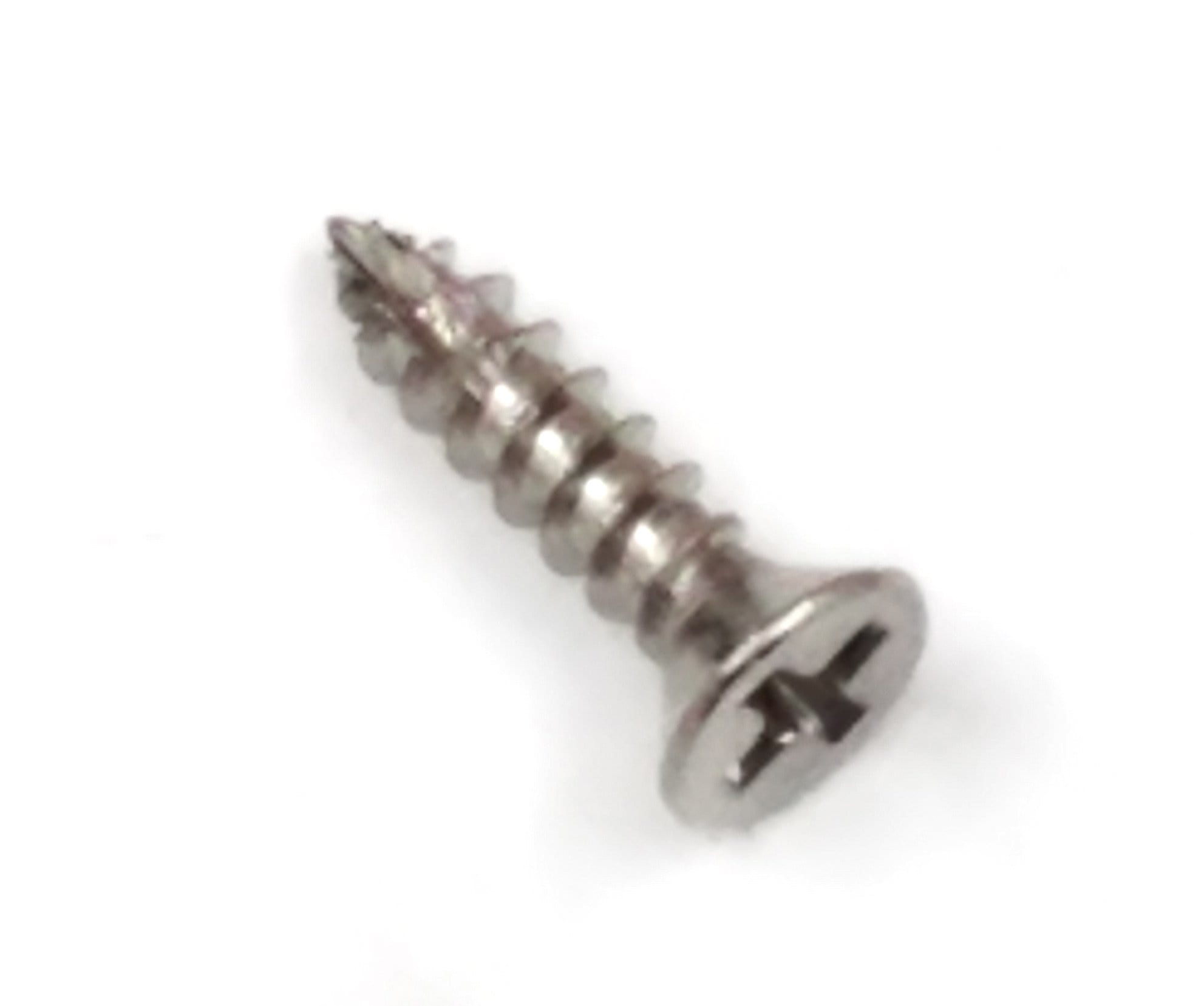 Satin nickel fly cut wood screw for door hinges, #9 size, 3/4 inch length, ideal for secure fastening.