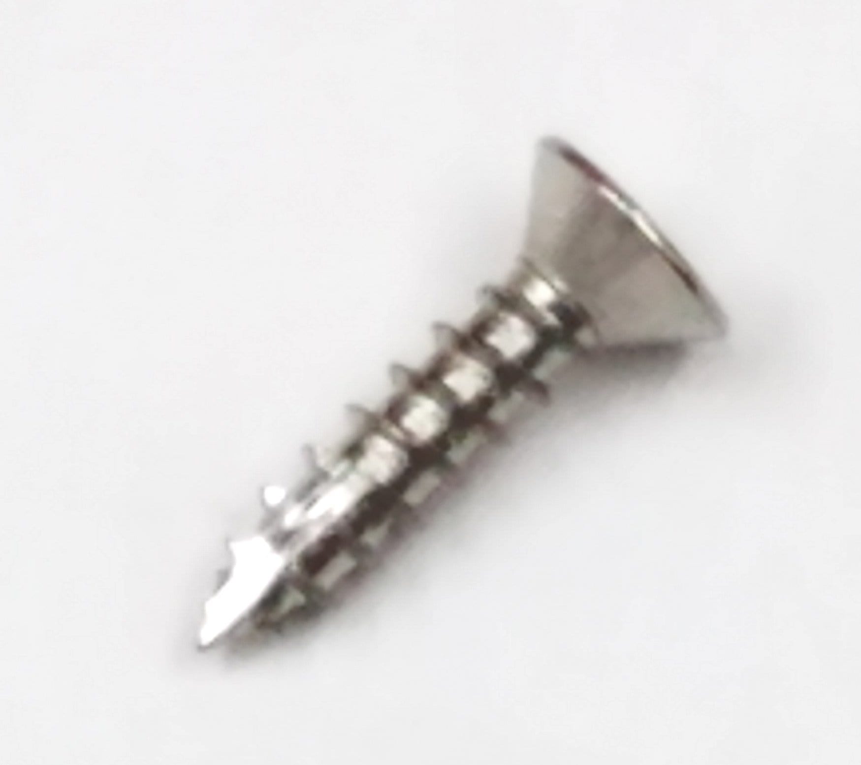 Satin nickel fly cut wood screw for door hinges, #9 size, 3/4 inch length, designed for secure fastening.
