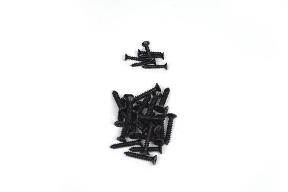 Black screw set for Acme mortise shutter hinges #088377 and #088378, sold as a complete set for easy installation.