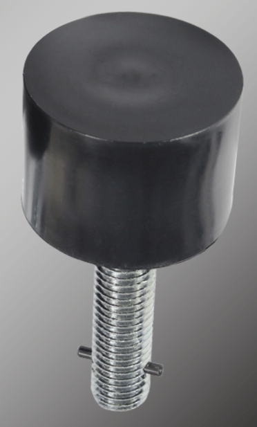 Security door stop in black finish, available in multiple sizes, designed to prevent door movement, sold individually.