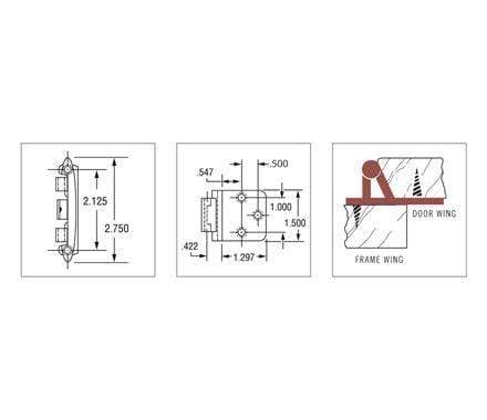 Self-closing variable overlay face mount cabinet hinges with reverse bevel, 2-pack, available in multiple finishes.