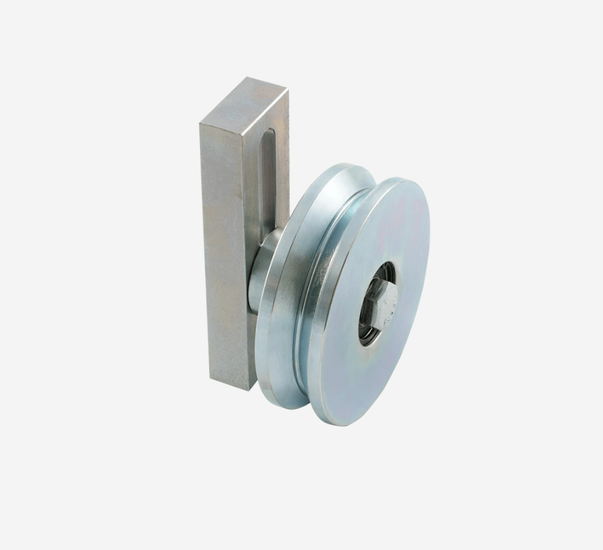 Shut It Hardcore cantilever wheel assembly for gates, available in 4 or 6 inches, with a durable zinc finish.