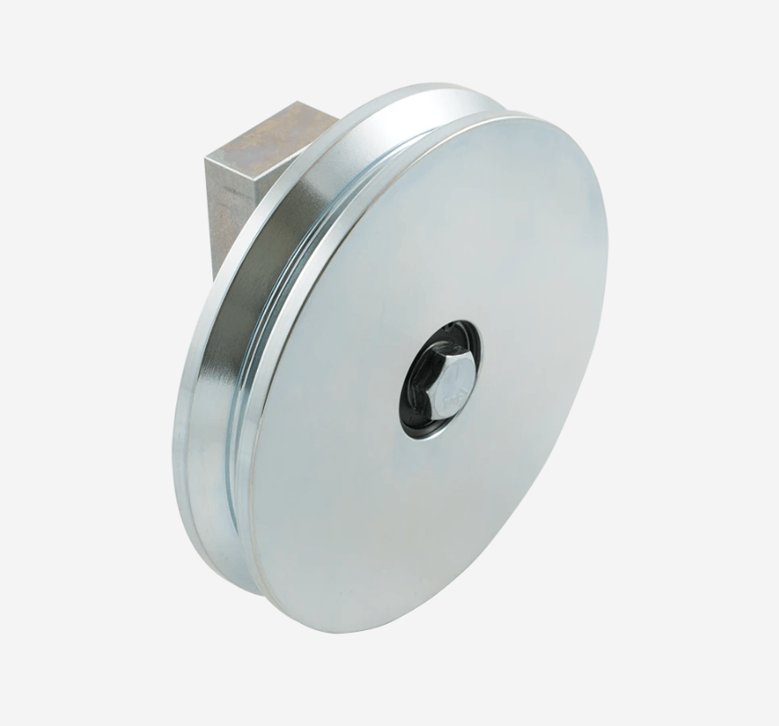 Shut It Hardcore cantilever wheel assembly for gates, available in 4 or 6 inches, with a zinc finish. Sold individually.