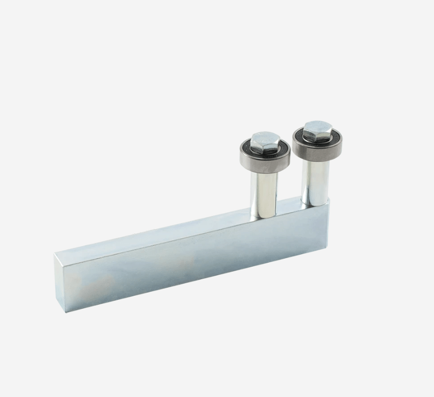Shut It Hardcore Gate Guide Assembly in zinc finish, available in standard 6-inch or extended 10-inch sizes.