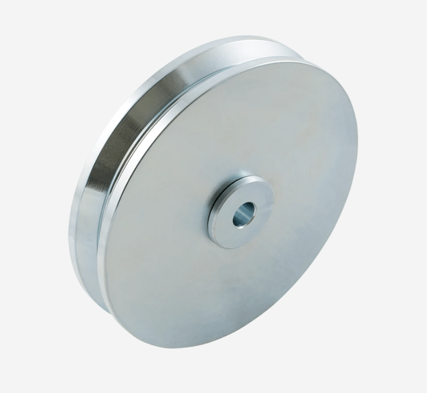 6-inch Shut It Hardcore V-Groove wheel for gate frames, zinc finish, designed for 1 1/2" or 2" frames, sold individually.