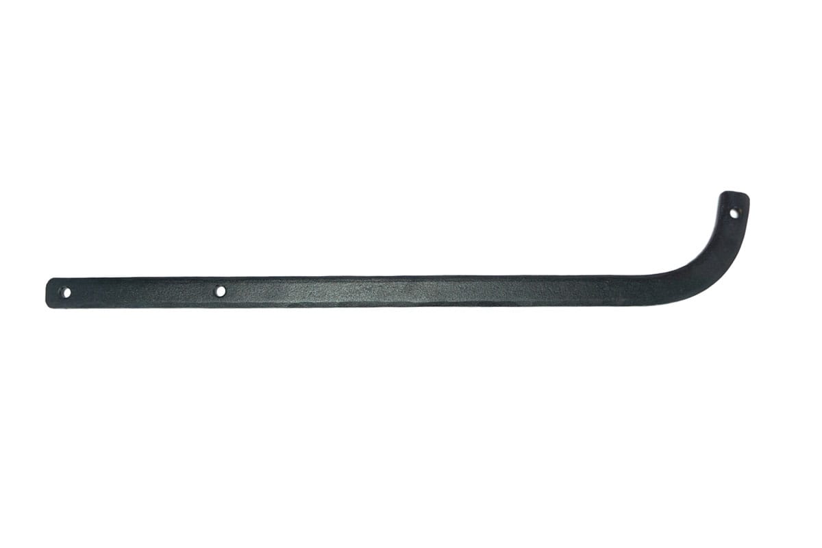 Black powder-coated sill mount set for forged steel shutter dogs, sold in pairs for durability and style.