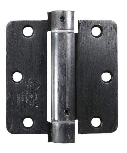 Residential self-closing spring hinges 3 1/2" with 1/4" radius corner, available in multiple finishes, sold in 2 pack.